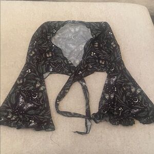 Floral Black Wrap Top